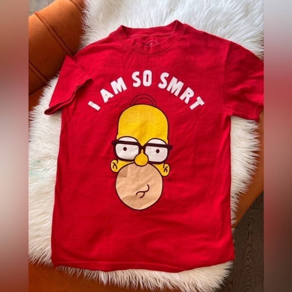 The Simpson’s “ I AM SO SMRT” Red Unisex Tee Size S